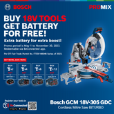 Bosch GCM 18V-305 GDC Professional Cordless Mitre Saw BITURBO (Bare Tool)